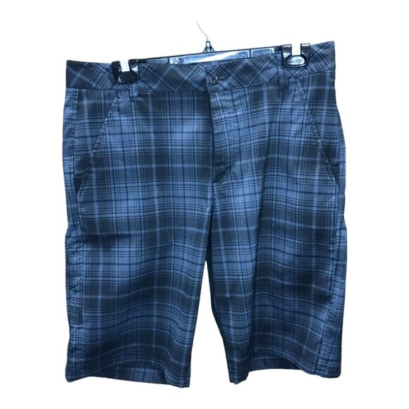 Fila Mens Black Slate Blue Plaid Shorts‎ - Picture 1 of 4